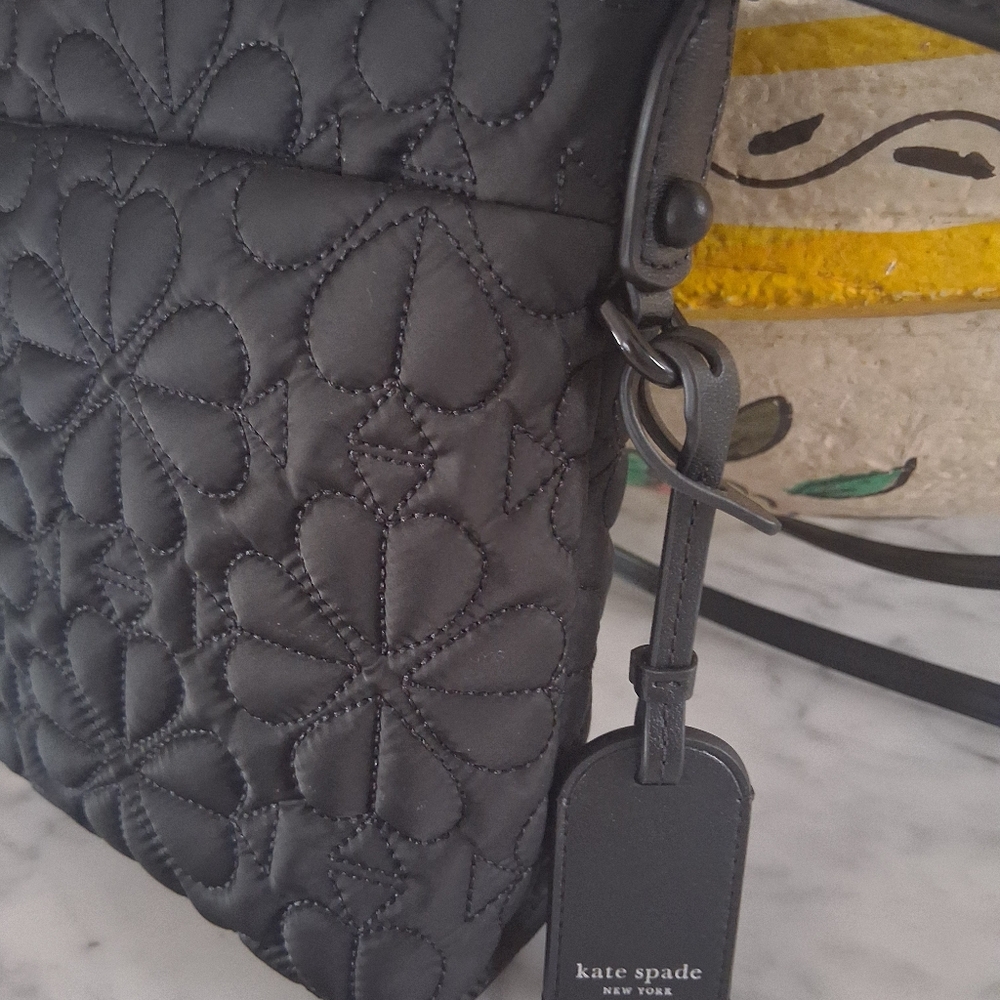 Kate Spade Black Floral Quilted Crossbody Bag